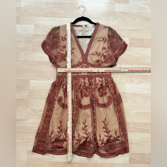 Altar'd State Rose and Tan Embroidered Dress - Picture 3 of 5